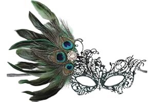 ETOFETE Lace Feather Masquerade Mask for Women - Elegant Ladies Half Face Eye Mask for Halloween Masquerade Ball Prom Party Costume