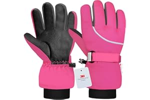 Origem Guantes de Esquí para Niños, Guantes de Invierno Impermeables para Niños, Termicos Guantes de Nieve para 4-14 niños y niñas para Trineo Snowboard Patinaje y Actividades al Aire Libre