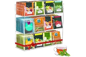 mumisuto Porta Tisane Bustine per 216 Bustine di tè, Porta Bustine The e Tisane a 12 Scomparti, Scatola Porta Tisane in Acrilico Trasparente, per Casa, Ufficio, Bar
