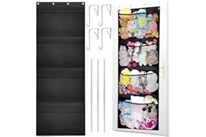 XUHN Organizador Colgante Almacenamiento de Animales de Peluche sobre la Puerta Organizador Colgante Almacenamiento Colgante 4 Grandes Bolsillos de Malla Gigantes Red para Mascotas