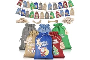 ‎YIOMXHI Yiomxhi Adventskalender zum Befüllen, 24 Stück Weihnachtskalender zum Befüllen, Leere Adventskalender Selber Befüllen Stoffbeutel Tüten, Groß Säckchen Adventskalender 2024 Kinder