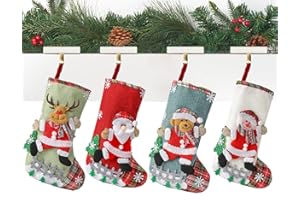 O-Kinee Świąteczne skarpety kominkowe, 4 sztuki Boots Custom Christmas Socks Hanging And Wypełniacz, Świąteczna dekoracja domu (B)