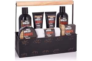 ‎BRUBAKER BRUBAKER Kosmetyki Spa Sport Musk 8-Częściowy Zestaw Pielęgnacyjny Dla Mężczyzn z Żelem Pod Prysznic, Płynem Do Kąpieli, Kremem Do Twarzy, Peelingiem, Balsamem Do Twarzy i Ciała, Mydłem + Ściereczką w Pudełku Na Narzędzia