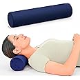 FOVERA Cervical Neck Roll Pillow for Neck Pain Relief - Memory Foam Neck Pillow for Bed | Round Neck Pillows for Sleeping | Bolster Pillow for Bed, Legs and Back (Navy Blue)
