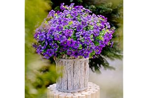 LOMOHOO 8 Bundles Artificial Flowers for Indoor Outdoor Fake Plants Faux Flowers Greenery Boxwood Plastic Shrubs Faux Plastic Purple Flowers for Home Wedding Kitchen Garden Table Decor