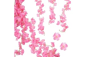 JSMTKJ Blumengirlande 3 Stück Künstliche Blumen Girlande 180cm Rosa Kunstblumen Hängend Blumenranken Künstlich Sakura Deko für Hochzeit, Party, Haus,Garten Dekoration