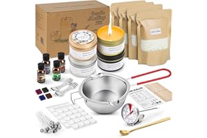 Popolic Kit de Fabrication de Bougies, Kit de Fabrication de Bougies Parfumées, Kit de Fabrication de Bougies Colorées en Cire de Soja, Kit de Fabrication de Bougies de Soulagement du Stress