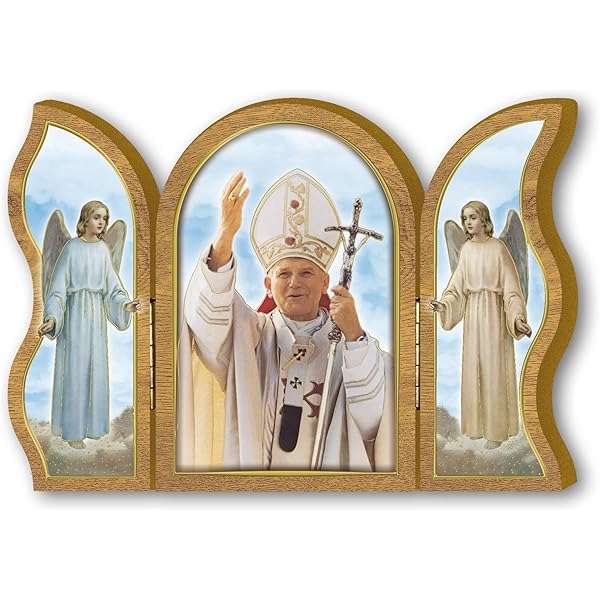 Triptyque Dévotionnel Pape Jean-Paul II - Bois 6x9cm - Fabriqué En Italie - Fratelli Bonella