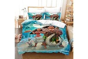 Fgolphd Moana bettwäsche-Set,Kinderbettwäsche 3D-Digitaldruck Polyester,Allgemein für Erwachsene und Kinder (7,Single 135×200CM)