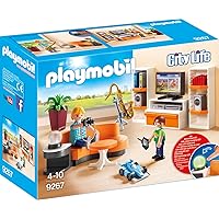 PLAYMOBIL City Life 9267 Wohnzimmer, Mit Lichteffekten, Ab 4 Jahren