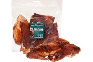 PawGang - Large Pig Ears 10 pcs - 100% Natural EU Sourced Treats for Dogs Young Adult Old Small and Large Dog - Air Dried Chews - Healthy Hypoallergenic - Low Fat Grain Free - Barf Raw