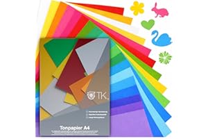 ‎TK GRUPPE TIMO KLINGLER 50 Blatt A4 Tonpapier - 220 g/m² Papier - Tonkarton mit 10 Farben bunt Bastelpapier & Bastelkarton zum Basteln & Gestalten - Buntes Papier