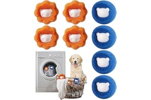 DASPEED Acchiappa Peli per Lavatrice, 8 Pezzi Cattura Pelo Lavatrice, Raccogli Peli-Lavatrices Riutilizzabile, Rimuovi Efficacemente Pelo di Gatto, Cane e Altri Animali da Biancheria e Vestiti (Blu+Arancia)