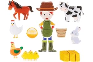 meqbem® PANTAWORLDS® Play kit | Set personaggi in feltro | Quiet Book | Sensoriale Educativo | Pupazzi a dito | Gioco per Bambini | Marionette | Idea Regalo Bambini | (Fattoria - Animali)