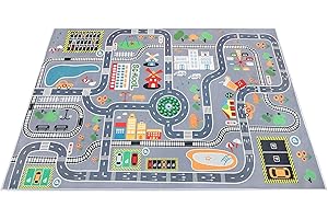 FODELIUY Kinderzimmerteppich, Spielteppiche mit Antirutsch Rücken, Straßenteppich für Junge Mädchen Baby (Größe:160×230cm)