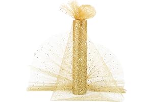 BHGT 10metros Rollo Tul Tela Tul Dorado Carrete Tulle Ancho 30cm Decoración Hogar Camino de Mesa Boda Navidad Fiesta Manualidades Envolver Regalos Cinta Lazos