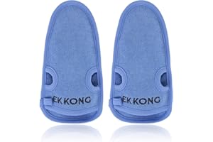 EKKONG 2 Pièces Gant de Exfoliant En Bambou Naturel, Enlève les Cellules Mortes de la Peau et Exfolie, Nettoie les Pores en Profondeur, Gommage pour Hammam, Sauna, Douche, Massage (bleu)