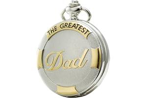 SEWOR Famille Cadeau Coque Cadran à Quartz Japonais Montre de Poche avec Double chaîne (métal et Cuir)