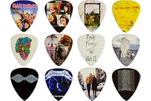 MIGHTY AUDIO 12 x Classic Albums Guitar Pick Set. Guitar Plectrums For Guitarist. Double Sided Printing In Pick Tin (Set 2)