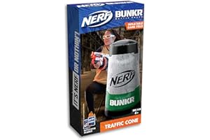 Nerf Bunkr BKN-3408 Take Cover Traffic Cone-Inflatable Obstacle for Use with All Indoor & Outdoor Zones Game Fields-Features Stability System, 3 Way Valves, Battle Cards, 8+ Years