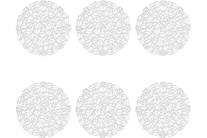 ASFINS Juego de 6 Posavasos, Plata Manteles Individuales Redondos Vintage Posavasos Plata Posavasos, para Mesa de Comedor Kitchen Posavaso (Plata, Estilo L, 10cm)