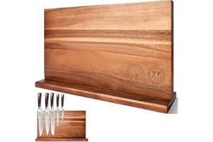 XYJ Bloc à couteaux magnétique extra large en bois d'acacia avec bande magnétique solide pour couteaux de cuisine, organiseur d'outils sans perçage