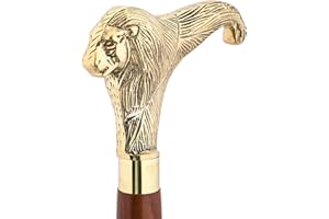 Ajuny Handmade Wooden Walking Stick for Men Women & Seniors with Detachable Decorative Brass Handle Lightweight & Durable Cane Elegant Mobility Aid & Unique Gift