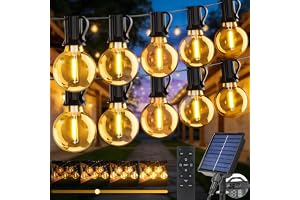 Solar String Lights Outdoor Garden, 15M/50FT USB & Solar Powered Dimmable Festoon Lights with Remote, Timer, IP65 Waterproof 