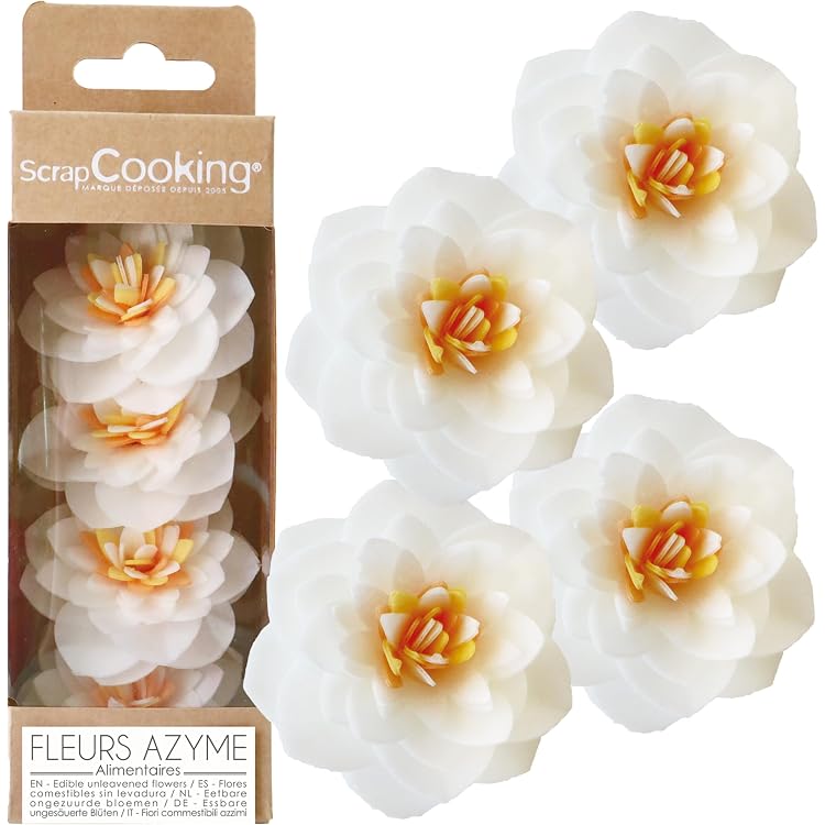 18 Fleurs En Gaufrette Comestibles Pour Gâteaux - Décorations Colorées 5.5cm - Sans Gluten Et Sans Lactose