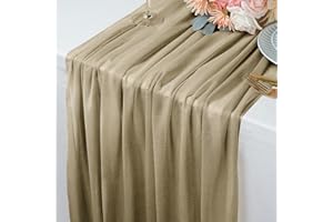 FOATCOX Camino de Mesa de Gasa Champán, 77 X 300 CM Tela de Tul Camino de Mesa de Gasa para Bodas Bohemias, Bautizos, Baby Showers Despedidas de Soltera O DecoracióN de la Mesa de la Cocina