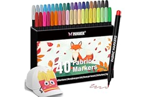PAMAKER 40 Textilstifte – Waschmaschinenfest und Permanent für T-Shirts, Stofftaschen, Schuhe und mehr – Ungiftig, ideal für Kinder und Erwachsene
