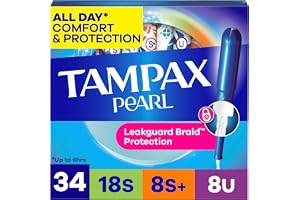 Tampax Pearl Tampons Trio Pack, Super/Super Plus/Ultra Absorberande med BPA-fri plastapplikator och LeakGuard-fläta, doftfri