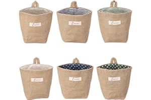 LIFREER Aufbewahrungskörbe Klein 6 Stück Baumwolle, Leinen, faltbar, kleine Körbe mit Aufhänger, Aufbewahrungssäckchen für Spielzeug, Make-up, Schlüssel, kleine Gegenstände