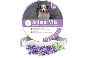 Animal Vita® Lavendel Zeckenhalsband für Hunde [Effektiver Schutz vor Ungeziefern] wasserdicht und verstellbar - bis zu 8 Monate Zeckenschutz mit 100% natürlichen Inhaltsstoffen, Lavendel