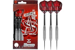 Harrows Assassin Tungsten Darts | Steel Darts Set with Carry Case | Available in 30g, 32g, 34g, 36g, 38g & 40g | Includes Nylon Shafts, 100-Micron Prime Flights, and Travel Case