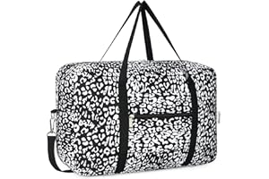 Narwey Sac Valise Cabine 45x36x20 Easyjet Sac de Voyage Pliable Sac sous Le siège Valise Sac Weekend sous Le Siège Homme et Femme avec Bandoulière 25L (imprimé léopard Noir)