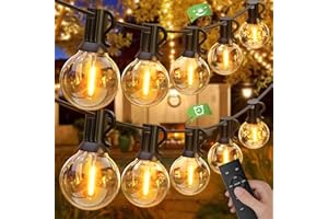 GLUROO Catena Luminosa Esterno Dimmerabile 45M, Luci da Esterno Giardino G40 con Telecomando, 75+2 LED Lampadine Infrangibili, Impermeabile Catena Luci Esterno per Terrazzo Bistrot