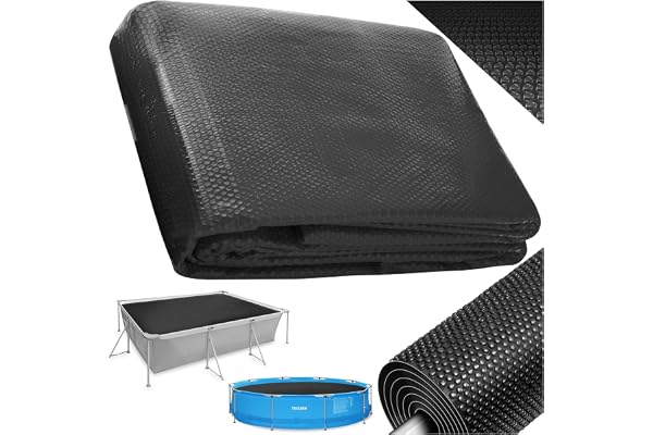 tectake® Bache a Bulle Piscine 2,74 x 5,49 m, Bache Piscine Adaptable à la Taille souhaitée, Bâche de Protection et Chauffage Solaire rectangulaire Piscines, Spa, Bassin, Faible évaporation de l'eau