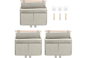 SHMSHNG 3 Stück Hängeorganizer, hängeaufbewahrung, wandorganizer, tür organizer, Leinen aufbewahrung hängend für Home, Office, Bad, Kinderzimmer (Graue)