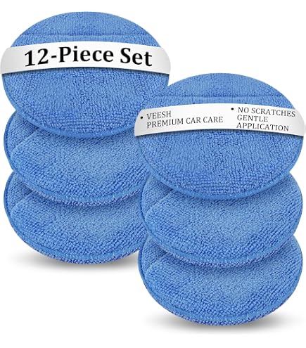 Lot De 4 Tampons Applicateurs Microfibre - Pour Cire, Polish, Nettoyage Voiture - Double Face, Doux, Design Ergonomique