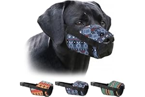 MUROM Pattern Dog Muzzle for Small Medium Large Dogs Puppy Print Adjustable Breathable Pet Muzzles Anti Barking Biting Mouth Cover (Aztec, L/XL)