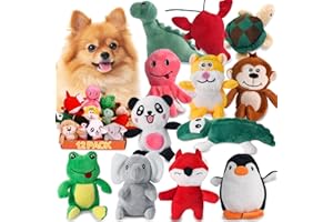 LEGEND SANDY Juguetes chirriantes para cachorros pequeños y medianos, juguetes de peluche para perros a granel con 12 juguetes de peluche para mascotas, lindo paquete de juguetes seguros para masticar