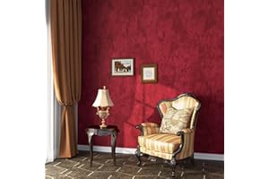 ReWallpaper Carta Parati Autoadesiva Velluto Rosso Vintage 44.5cm×7m Carta Adesiva Mobili Rossa Opaca Rotolo Adesivo Floccata In Tessuto Feltro Carta Da Parati Camera Da Letto Bambini