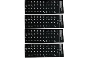 Jitnga Deutsche Tastaturaufkleber - 4 Stück, Ersatz Aufkleber Mit Schwarzen Und Weißen Buchstaben, Geeignet Für Jede Standard- Und Laptop-Tastatur