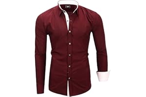Kayhan Chemisette Homme Chemise Slim Fit Repassage Facile Coton, Manches Longues Modell London S-6XL