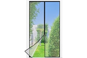 BERSSEN Mosquitera Puerta Magnetica - 100 x 210 CM - Negro, Mosquiteras para Puertas, Cierre Magnético de Arriba a Abajo, Automáticamente,Mantiene el Aire Fresco