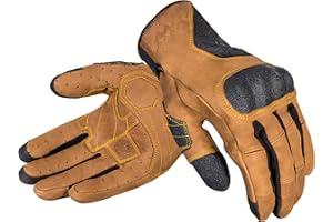 BROGER Florida Guantes de Moto de Cuero para Hombre Protectores de Nudillos de Fibra Dyneema Perforación Compatible con Pantalla táctil