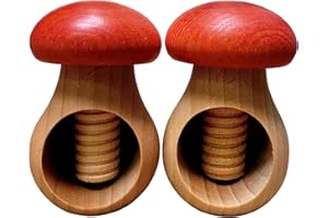 Wooden World 2 x Nutcracker made from natural beech wood - VERY SOLID Mushroom Red