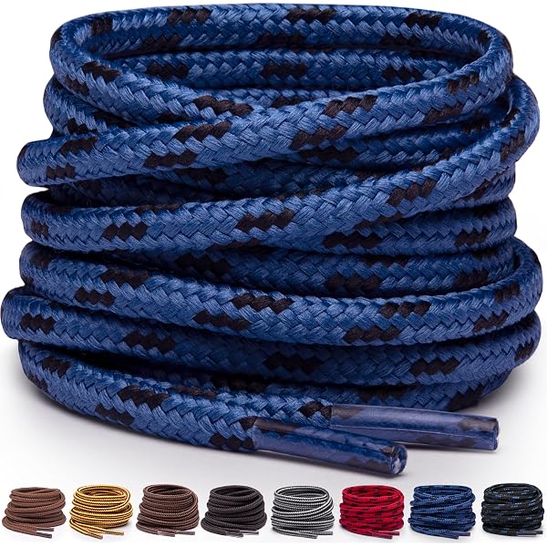 Lacets Ronds Renforcés Pour Bottes De Travail - 2 Paires (4 Lacets) - 4.5 Mm - Noir - 2
