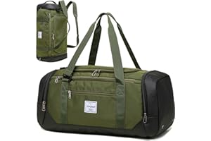 Laripwit Reisetasche Herren 40L Mittelgroß Sporttasche mit Schuhfach und Nassfach Weekender Travel Tasche Rucksack für Reisen Duffel für Damen, Armeegrün